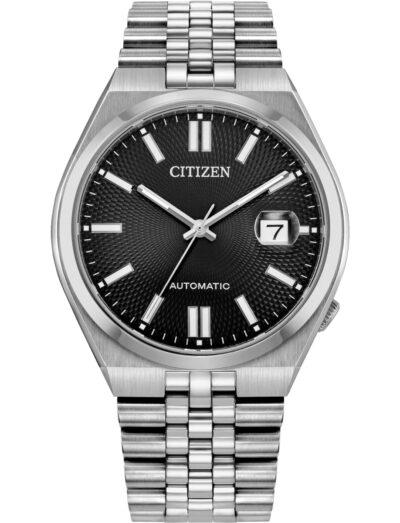 Citizen wristwatch with stainless steel case and bracelet and black dial