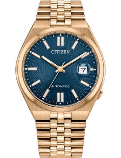 Citizen wristwatch with Rose Gold-Tone stainless steel and bracelet and blue dial