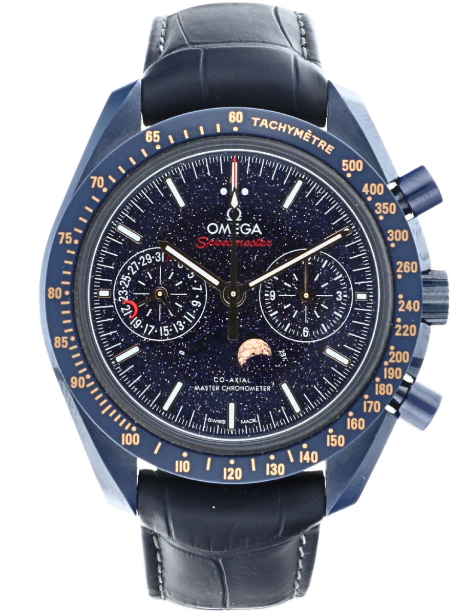 Omega Speedmaster Co-Axial Master Chronometer Moonphase Chronograph Blue Side of the Moon Adventurine
