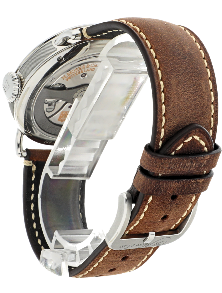 H. Moser & Cie. Heritage Centre Seconds Funky Blue angled back right view