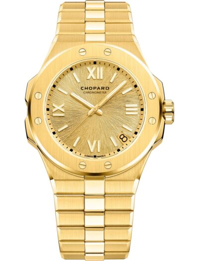 Chopard wristwatch with 18K ethical yellow gold case and bracelet and golden color dial