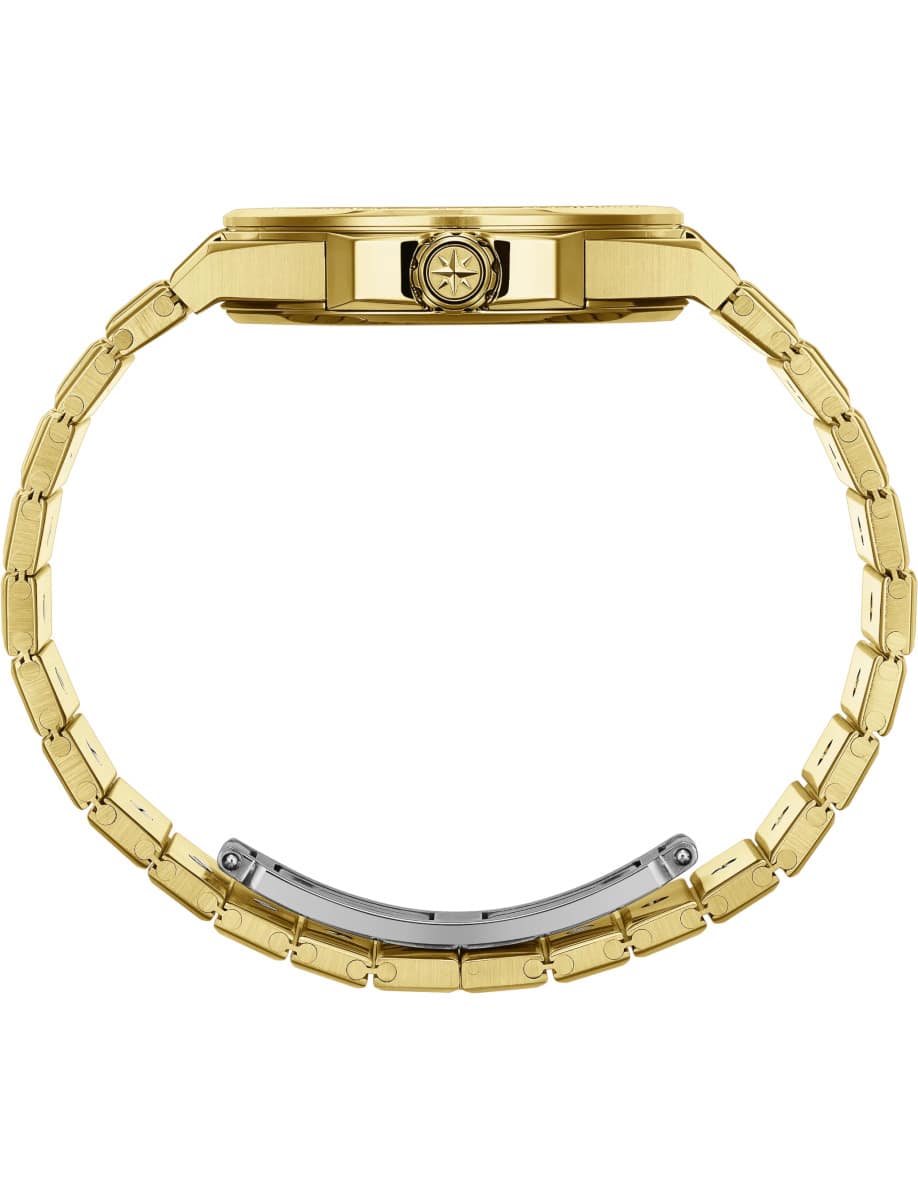 Side view of Chopard wristwatch with 18K ethical yellow gold case and bracelet