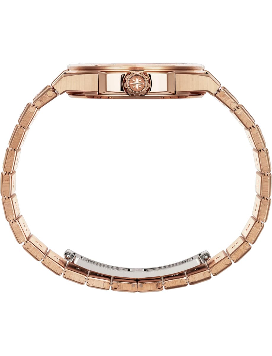 Side view of Chopard wristwatch with 18K ethical rose gold case and bracelet