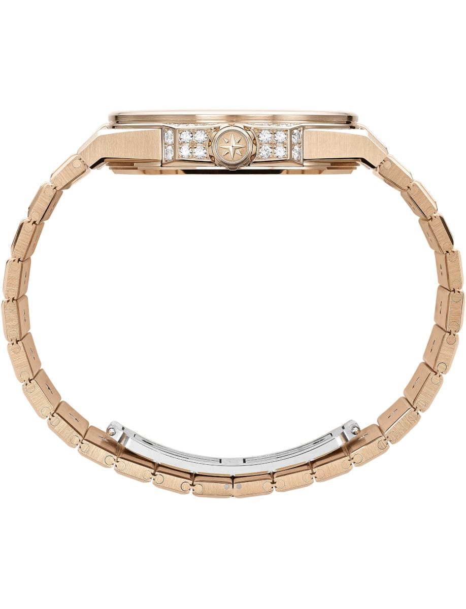 Chopard wristwatch with rose gold case and bracelet with diamonds.