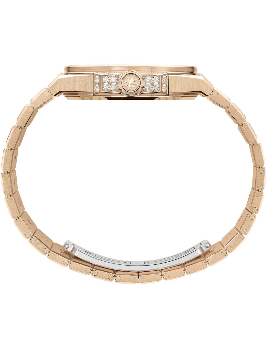 Chopard wristwatch with rose gold case and bracelet with diamonds.