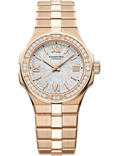 Chopard wristwatch with 18K ethical rose gold case and bracelet and gray dial