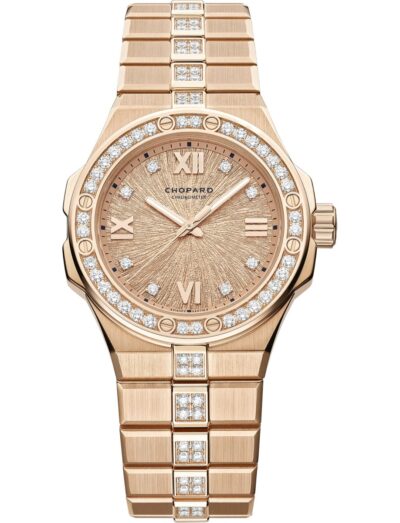 Chopard wristwatch with 18K ethical rose gold case and bracelet and diamond bezel