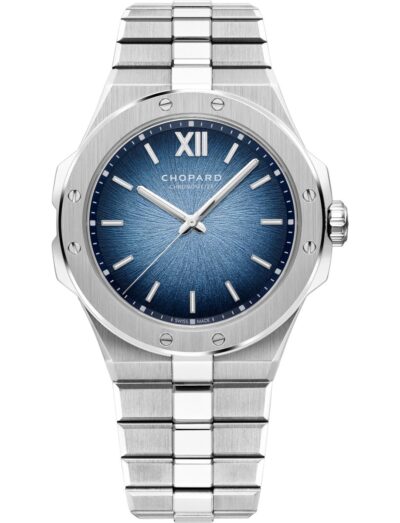 Chopard wristwatch with platinum case and bracelet and blue dial