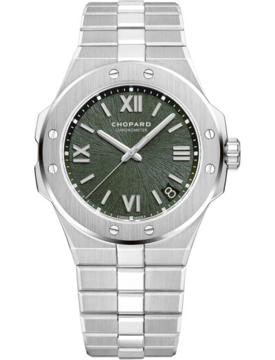 Chopard wristwatch with stainless steel case and bracelet, and Pine Green color dial. | Feldmar Watch Co. Chopard wristwatch with stainless steel case and bracelet, and Pine Green color dial.