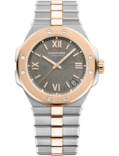 Chopard wristwatch with 18K ethical rose gold and stainless steel case and bracelet and gray dial
