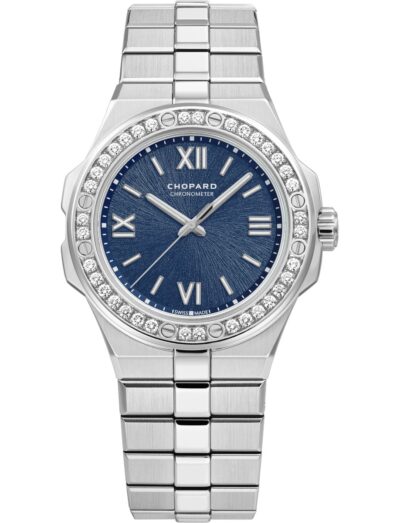 Chopard wristwatch with stainless steel case and bracelet and blue dial
