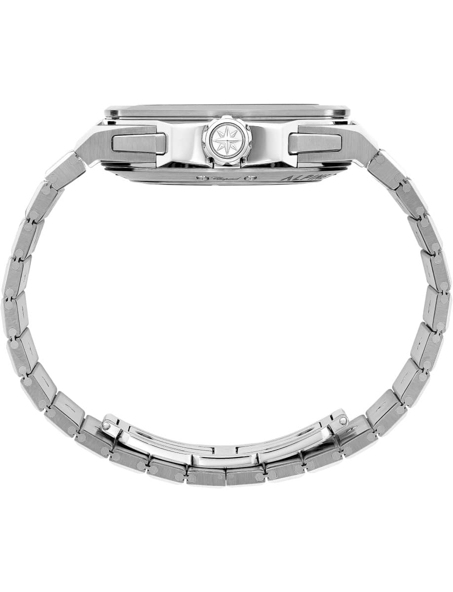 Side view of Chopard wristwatch with stainless steel case and bracelet