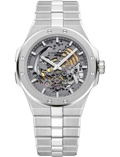 Chopard wristwatch with titanium case and bracelet and openworked dial