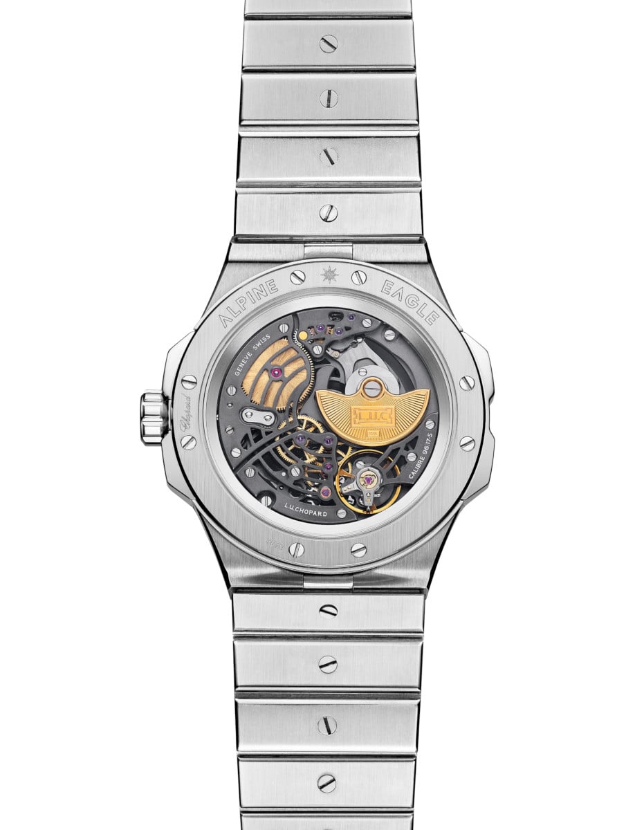 Back view of Chopard wristwatch with titanium case and bracelet