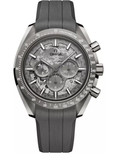 Omega wristwatch with grey ceramic case, grey dial and grey rubber strap