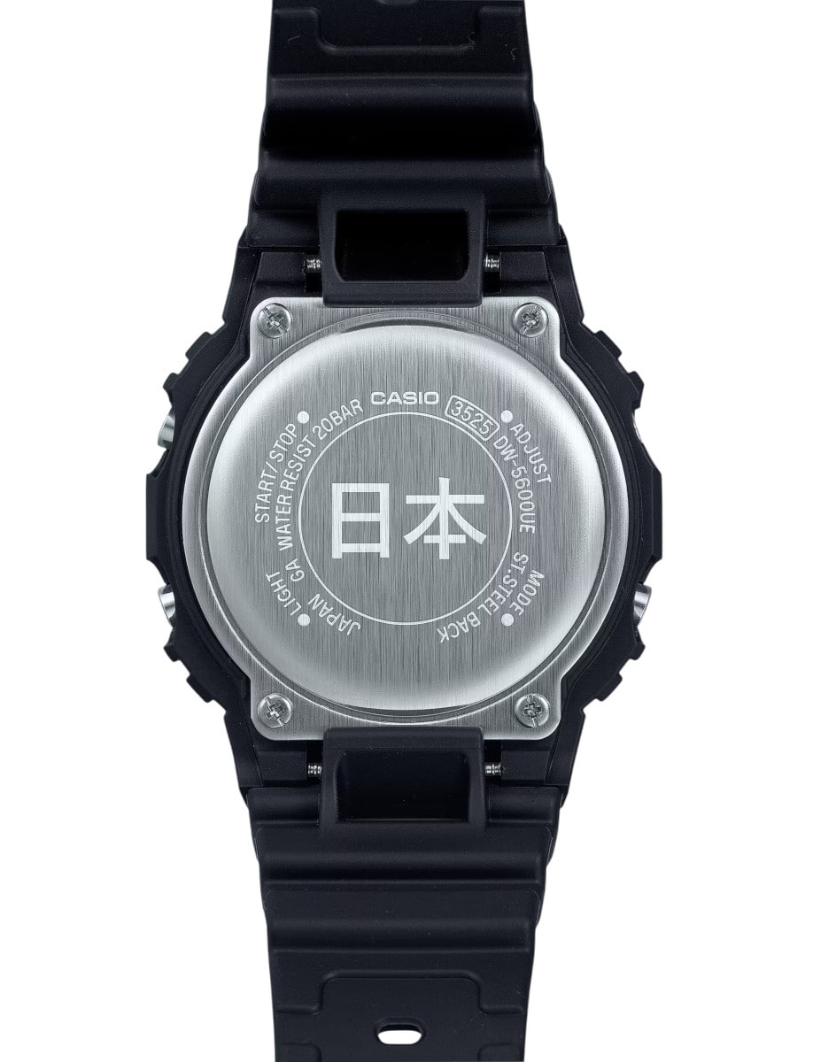 Back view of G-Shock wristwatch with resin case and bracelet