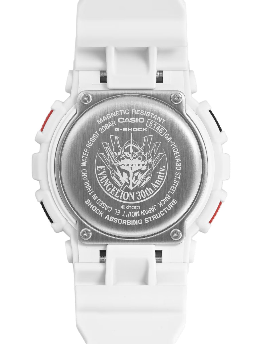 Back view of G-Shock wristwatch with resin case and bracelet