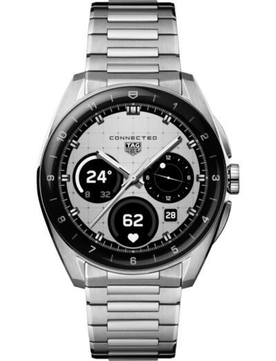 Tag Heuer wristwatch with stainless steel case and bracelet, OLED display. | Feldmar Watch Co. Tag Heuer wristwatch with stainless steel case and bracelet, OLED display.