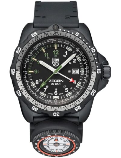 Luminox wristwatch with CARBONOX case, black dial and black black nitrile rubber strap.