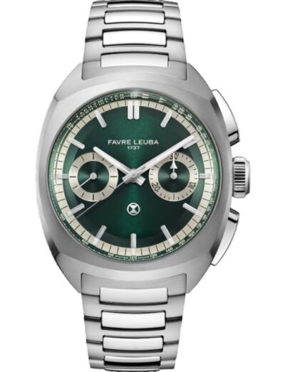 Favre Leuba wristwatch with stainless steel case and bracelet and green dial
