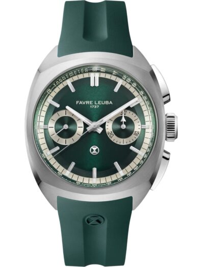Favre Leuba wristwatch with stainless steel case, green dial and green rubber strap