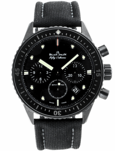 Blancpain Fifty Fathoms Bathyscaphe Chronographe Flyback front facing view