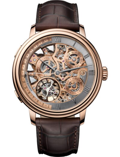 Blancpain wristwatch with red gold case, gold dial, and alligator leather.