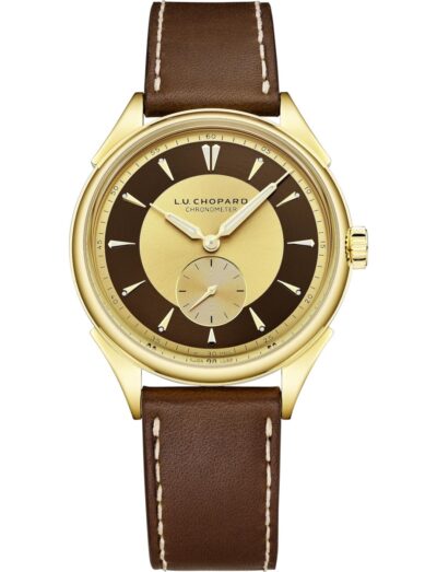 Chopard wristwatch with 18k yellow gold case, gilded brass-based dial and calfskin leather strap | Feldmar Watch Co. Chopard wristwatch with 18k yellow gold case, gilded brass-based dial and calfskin leather strap