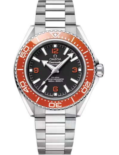 Omega wristwatch with stainless steel case and bracelet and black dial