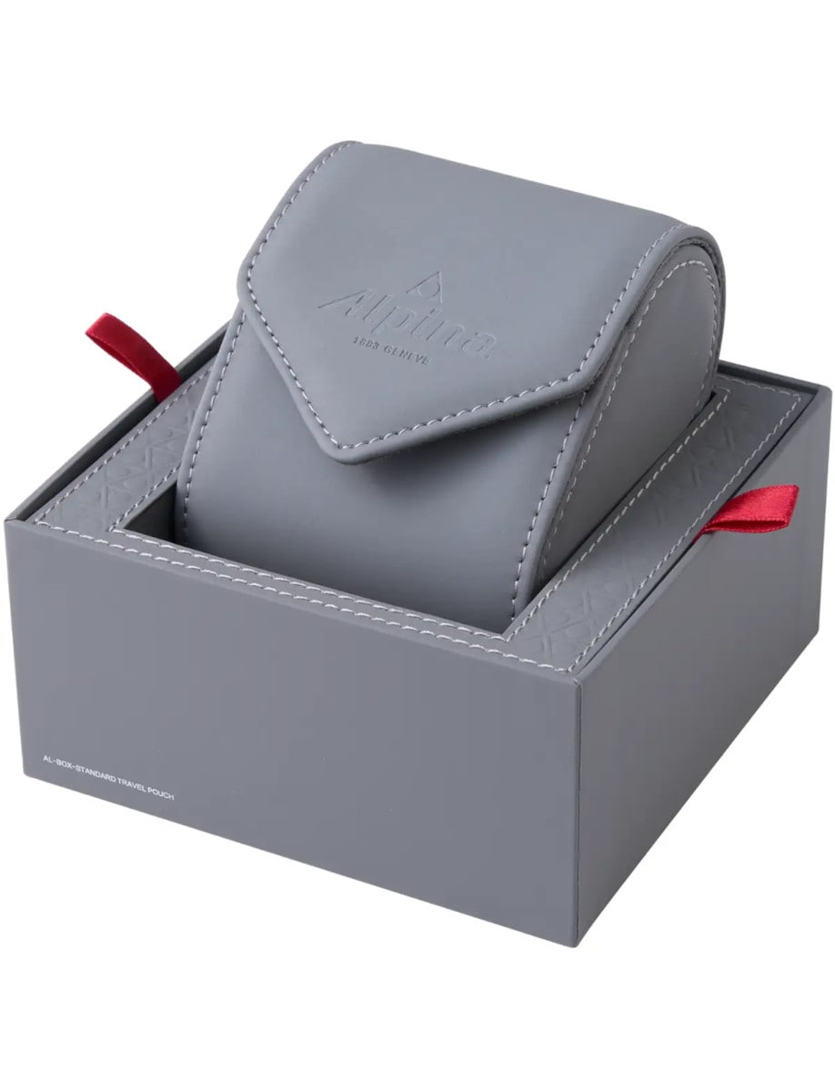 Box view of Alpina wristwatch.