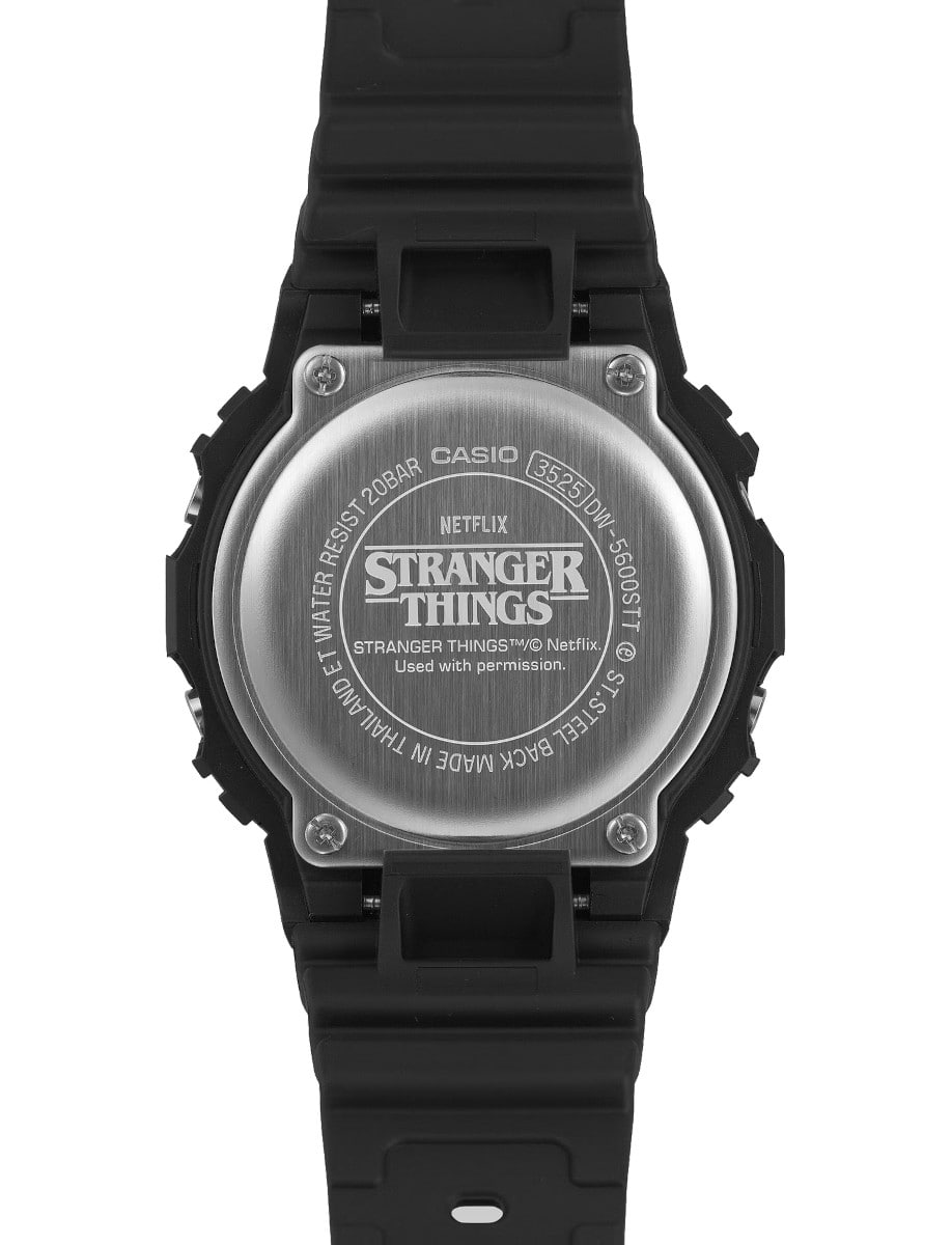 Back view of G-Shock wristwatch with resin case and bracelet.