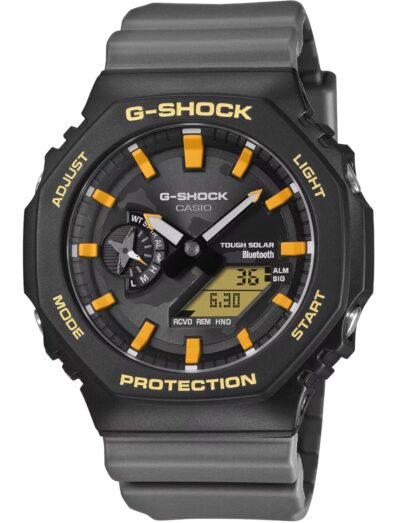 G-Shock wristwatch with carbon/bio-based resin case, black dial, and bio-based resin band. | Feldmar Watch Co. G-Shock wristwatch with carbon/bio-based resin case, black dial, and bio-based resin band.