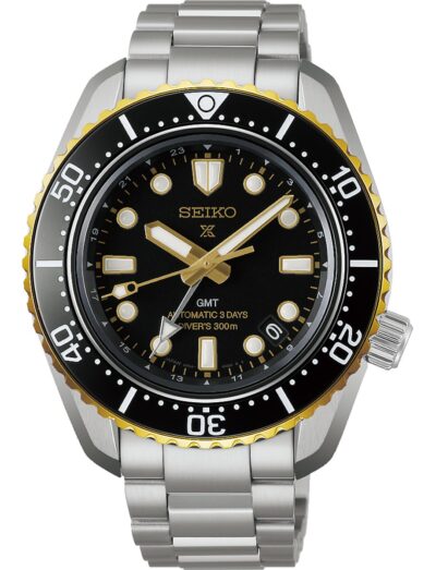 Seiko Luxe wristwatch with stainless steel case and bracelet and black dial