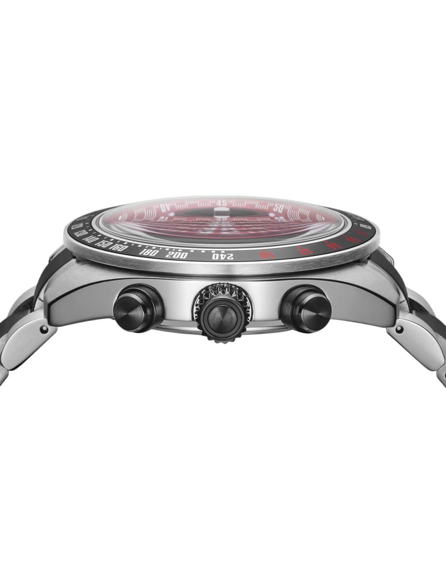 Side view of Seiko wristwatch with stainless steel case and bracelet