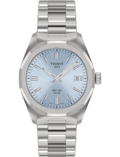 Tissot wristwatch with stainless steel case and bracelet, and ice blue dial. | Feldmar Watch Co. Tissot wristwatch with stainless steel case and bracelet, and ice blue dial.