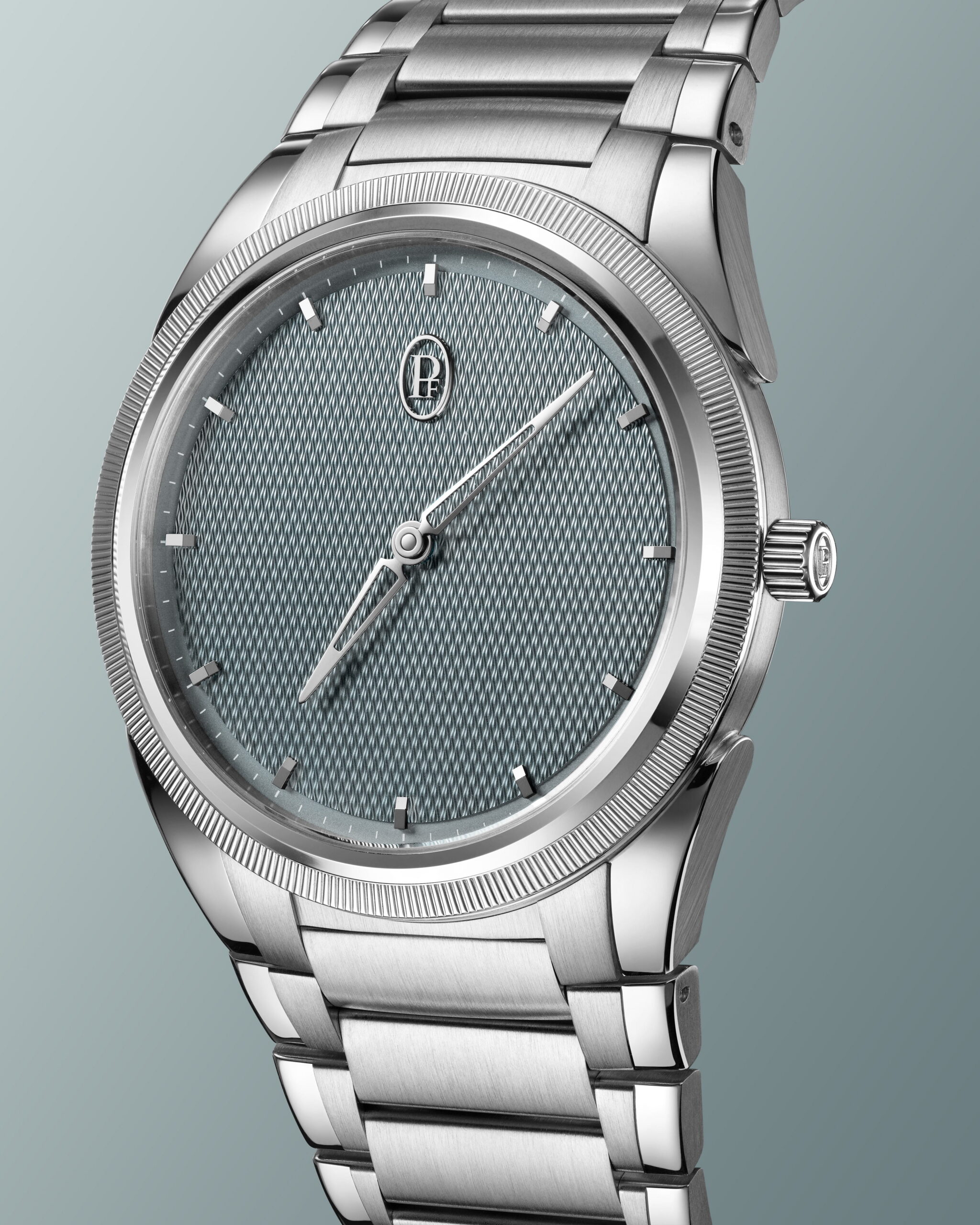 Hotlist image for Parmigiani Fleurier wristwatch with stainless steel and platinum case, Agave blue dial and stainless steel bracelet