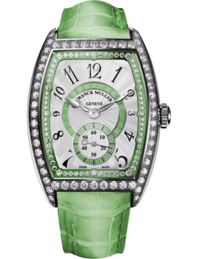 Franck Muller wristwatch with stainless steel case with 64 brilliant-cut diamonds, and alligator strap.