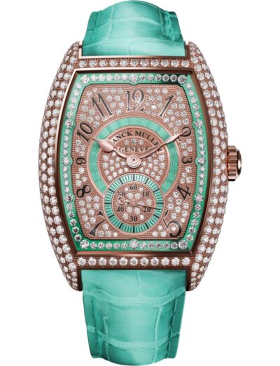 Franck Muller wristwatch with 18k rose gold case with 179 brilliant-cut diamonds, and alligator strap.
