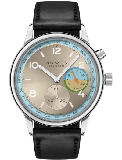 Nomos Glashuttee wristwatch with stainless steel case, champagne gold dial and Shell Cordovan leather strap