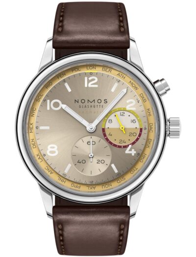 Nomos Glashutte wristwatch with stainless steel case, champagne gold dial and Shell Cordovan leather strap