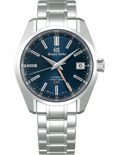 Grand Seiko wristwatch with stainless steel case and bracelet and blue dial