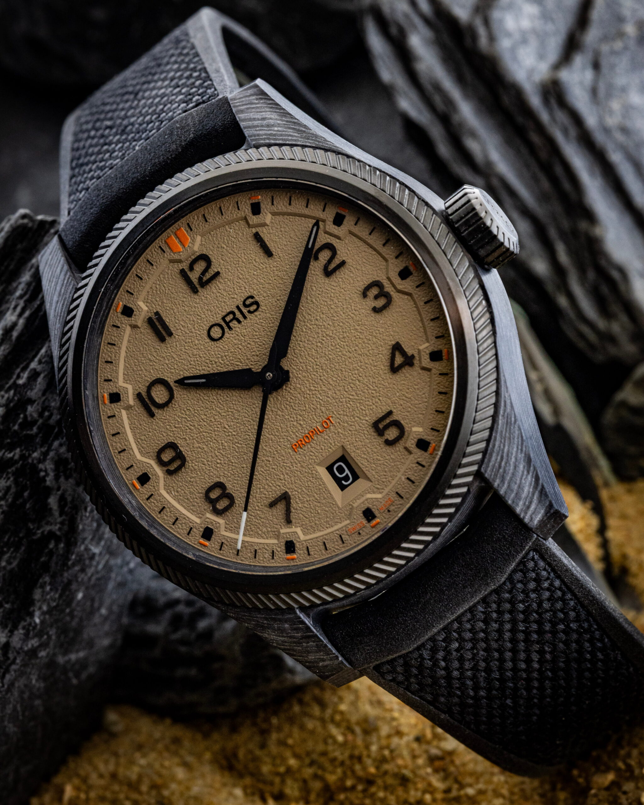 Hotlist image for Oris wristwatch with stainless steel case, brown dial and black rubber strap