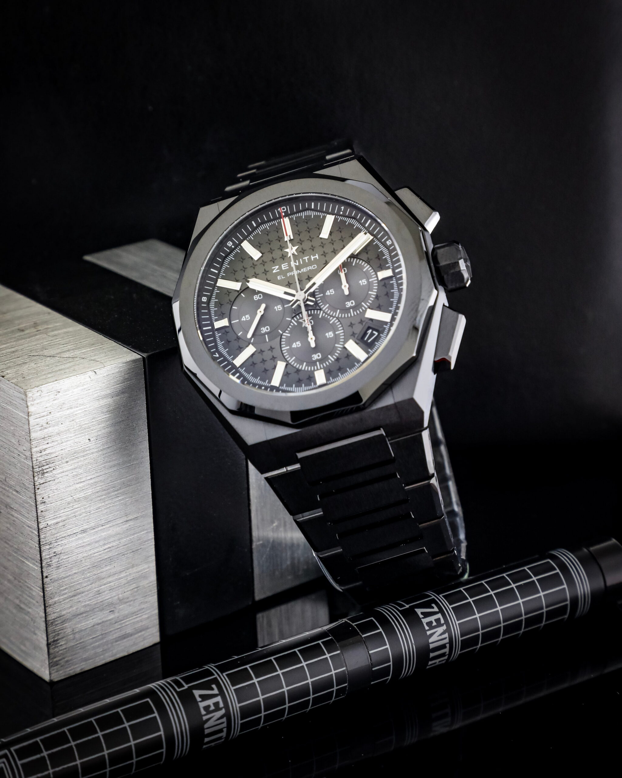 Hotlist image for Zenith wristwatch with black ceramic case and bracelet, and gradient grey dial.