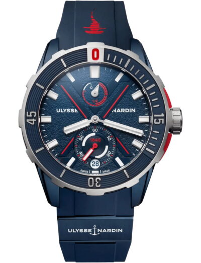 Ulysse Nardin wristwatch with titanium case, blue dial and blue rubber strap