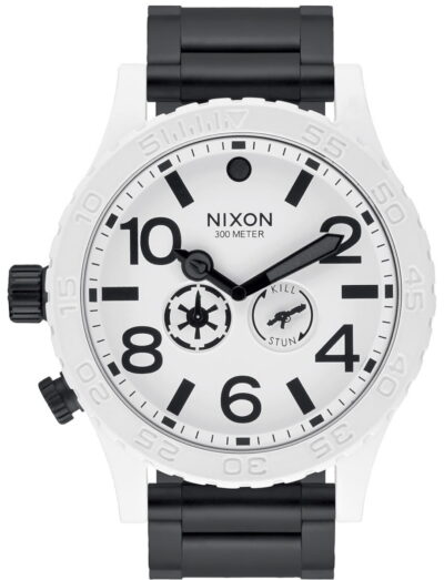 Nixon wristwatch with stainless steel case and bracelet, and white dial. | Feldmar Watch Co. Nixon wristwatch with stainless steel case and bracelet, and white dial.