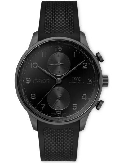 IWC wristwatch with Ceratanium case black dial and black rubber strap | Feldmar Watch Co. IWC wristwatch with Ceratanium case black dial and black rubber strap