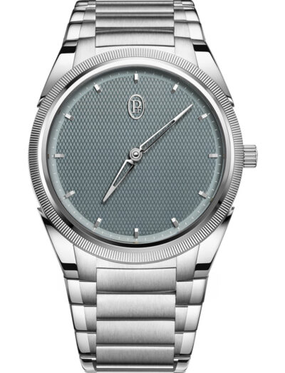 Parmigiani Fleurier wristwatch with stainless steel and platinum case, Agave blue dial and stainless steel bracelet