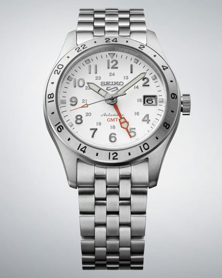 Hotlist image for Seiko wristwatch with stainless steel case and bracelet, and white dial.
