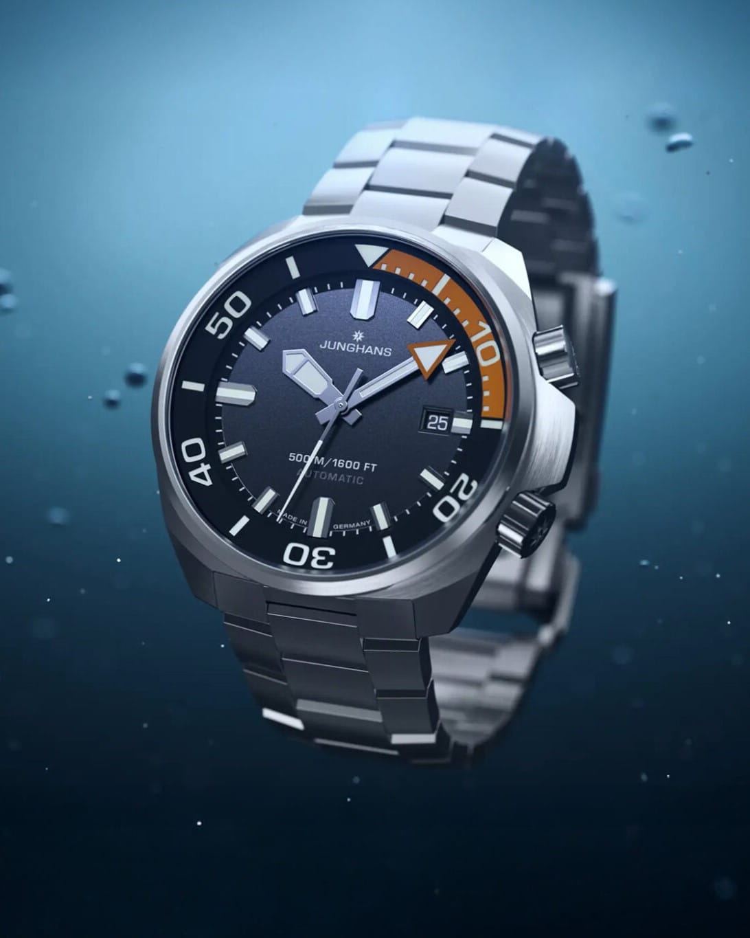 Hotlist image for Junghans wristwatch with stainless steel case and bracelet, matt dark grey dial.