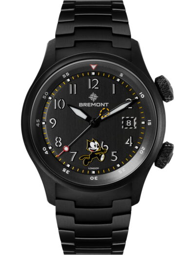 Bremont wristwatch with titanium case and bracelet and black dial